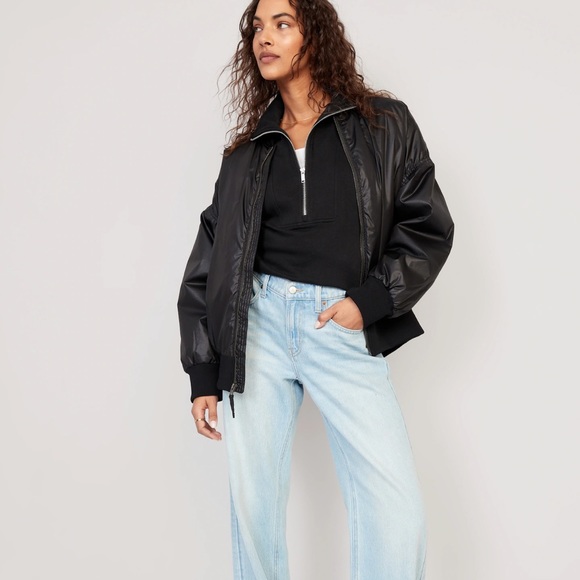 NWT OLD NAVY Oversized Half-Zip Pullover Tunic Color: Black Jack - Picture 4 of 6